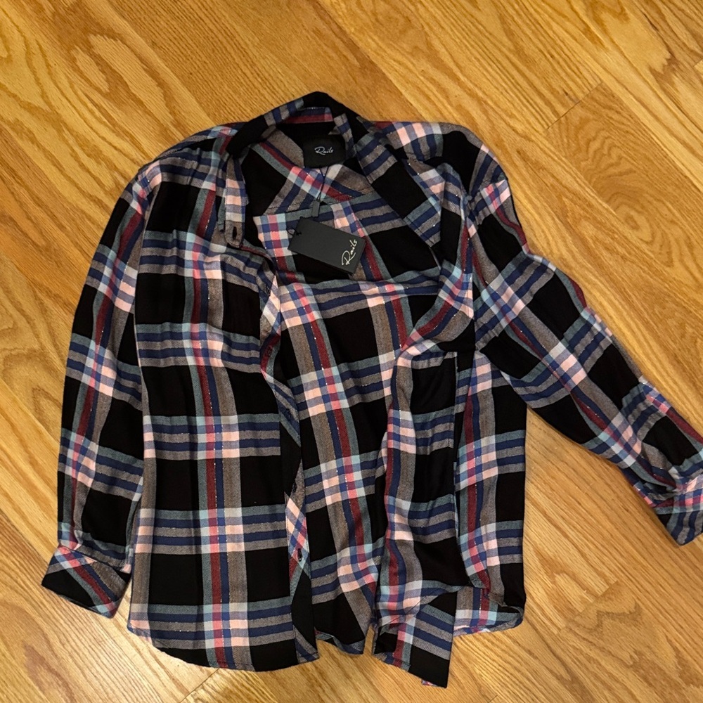 Rails Black and Blue Plaid Button Down Shirt